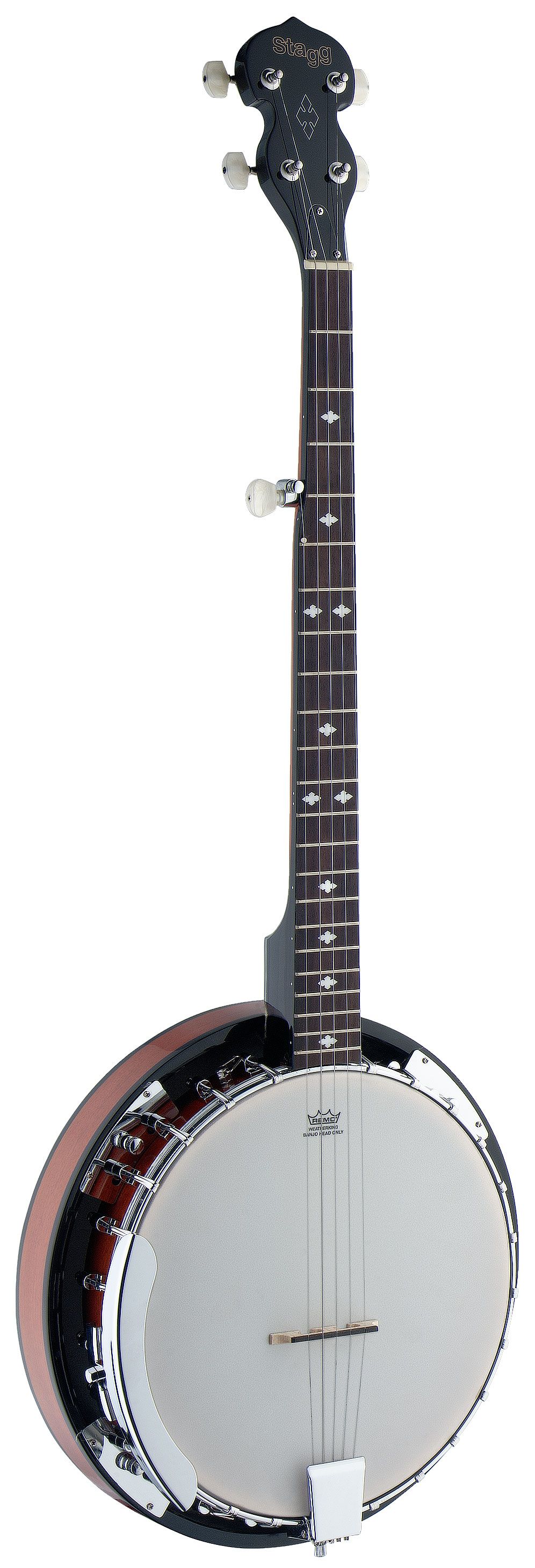 Банджо STAGG [BJW-24 DL] 5-ти струнное Western Deluxe, 22 лада, мензура 660 мм, корпус красное дерево, отделка глянцевая, пластик 11" REMO белый, гриф нато, накладка палисандр, бридж клен, колки 4х Open-Gear на голове и 5-й на грифе