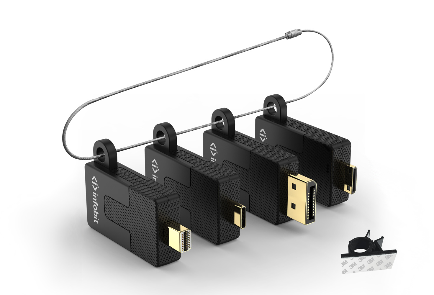 Кольцо Infobit iCable AR11 с переходниками: DP, Mini DP, Mini HDMI и USB C папа на HDMI мама, поддержка 4K30