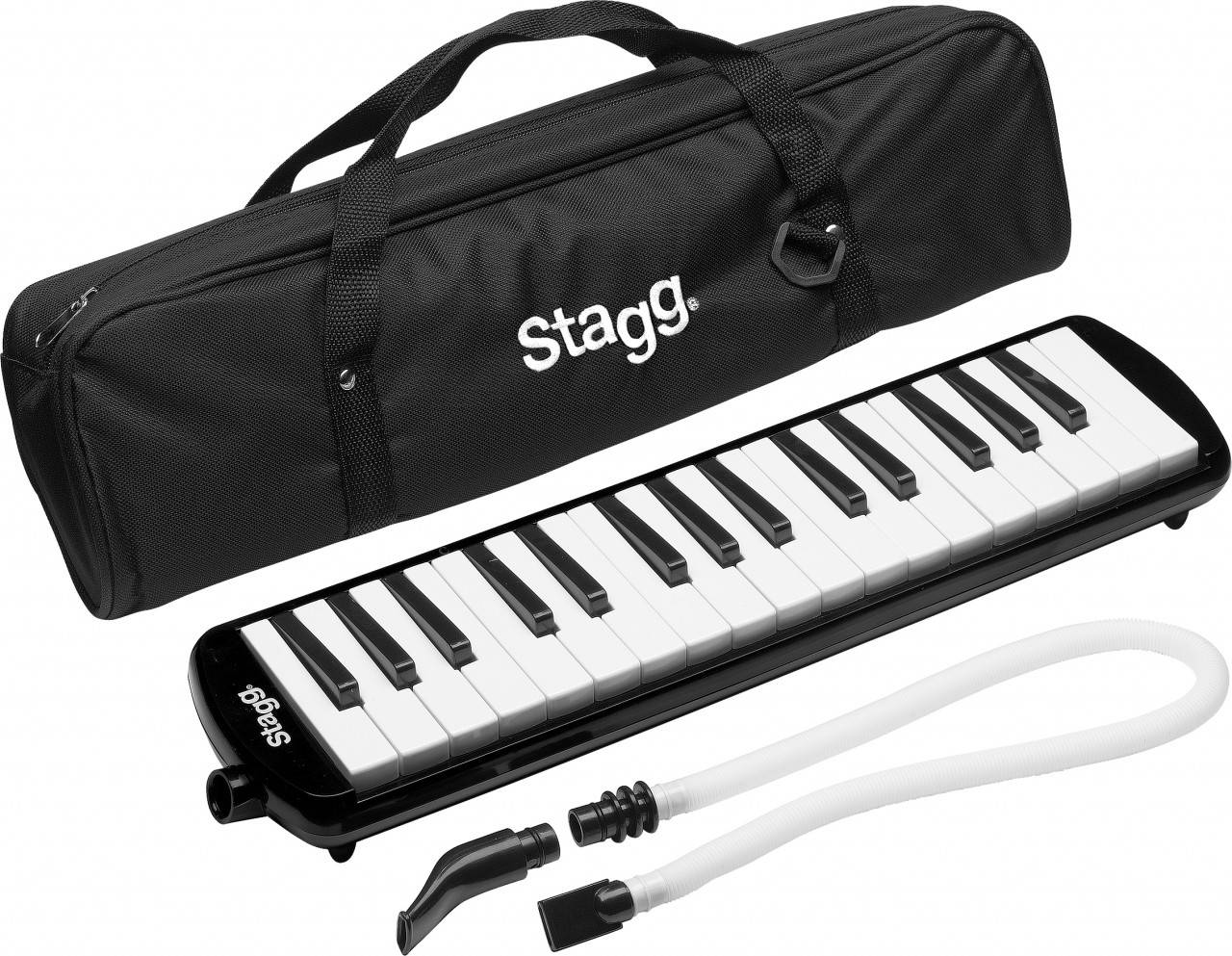 Пианика STAGG [MELOSTA32 BK] духовая, пластиковая, 32 клавиши, длина 41 см, в комплекте мундштук, длинная трубка, мягкий кейс, цвет черный