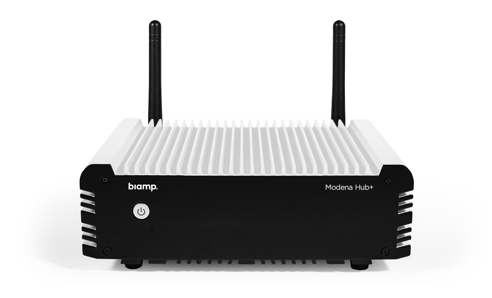 Cистема показа презентаций BYOM BIAMP [Modena Hub+] со встроеной точкой доступа. 6 источников на экране. Просмотр главного экрана. Беспроводное подключение переферии.