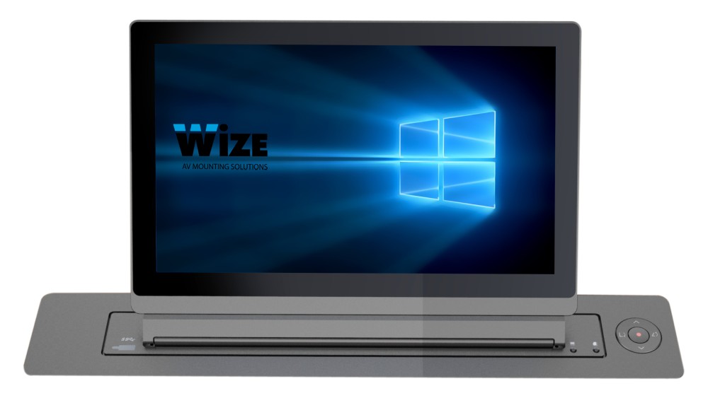 Моторизированный выдвижной монитор Genius Fixed Wize Pro [WR-15GF/ black] 15,6", наклон 15°, толщина корпуса 9мм,габаритные/установочные размеры 435х75х525/427х67мм,центральное/дистанц.управление,Full HD, черный