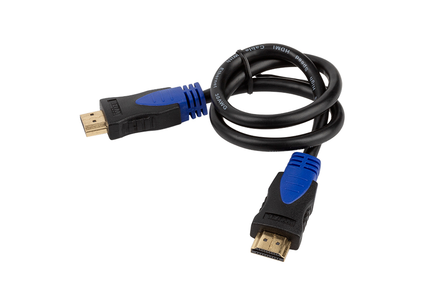 Кабель HDMI Wize [WAVC-HDMI-5M] 5 м, v.2.0b, 19M/19M, 4K/60 Hz 4:4:4, 30 AWG, HDCP 1.4, HDCP 2.2, Ethernet, позол.разъемы, экран, черный, эргономичный коннектор синего цвета, пакет
