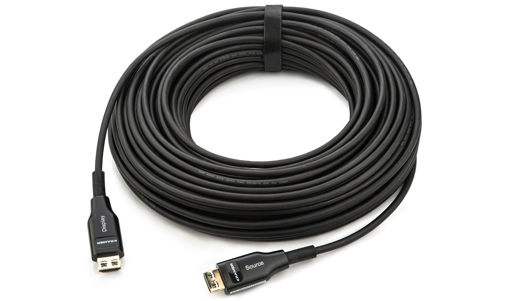 Кабель [97-04160066] Kramer Electronics [CLS-AOCH/60F-66] Малодымный гибкий оптоволоконный кабель HDMI (Вилка - Вилка), поддержка 4К 60 Гц (4:4:4), 20 м