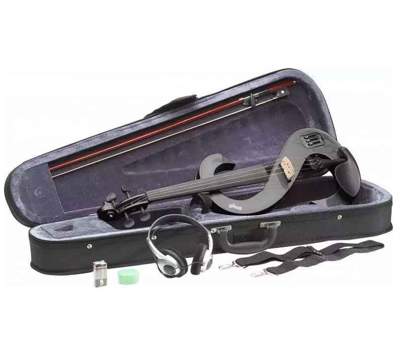 Электроскрипка STAGG [EVN-4/4 MBK] размер 4/4, мензура 325 мм, дека клен, 2-х полосный эквалайзер с регулятором громкости, вход для mp3 1/8" mini Jack, выход для наушников 1/8" mini Jack, выход 1/4" TS Jack, питание 6LR61 9 В, цвет черный металлик