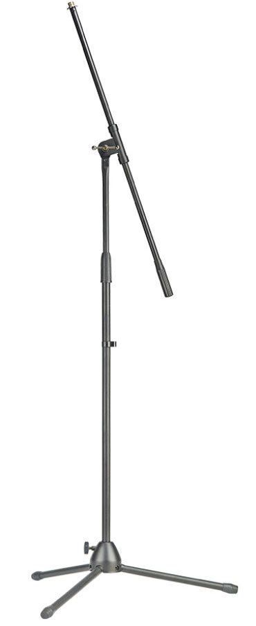 Стойка микрофонная STAGG [MIS-0822 BK] типа "журавль" со складными ножками, телелескопическая 2-х секционная, прочная стальная конструкция, высота 103-166 см, выдвижная стрела длиной до 56 см, резьба 3/8" - 5/8"
