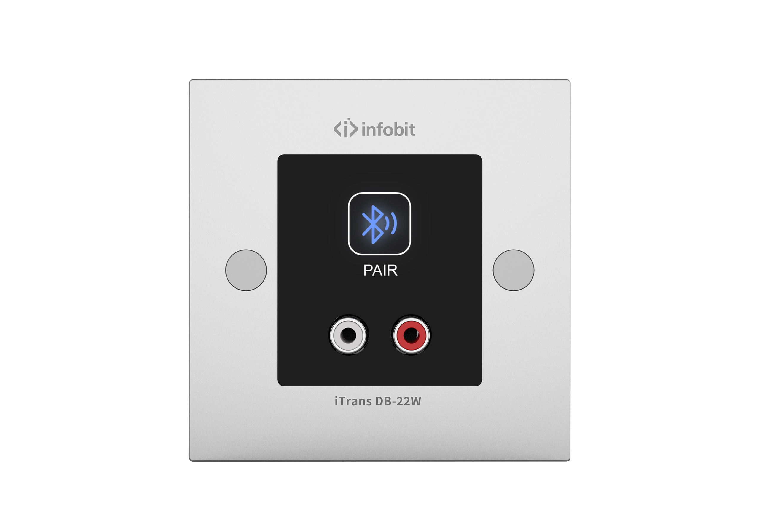 Конвертер Infobit [iTrans DB-22W] (приемник/передатчик) настенная панель Dante (2x2), Bluetooth 5.0 (2X2), RCA. Питание PoE.