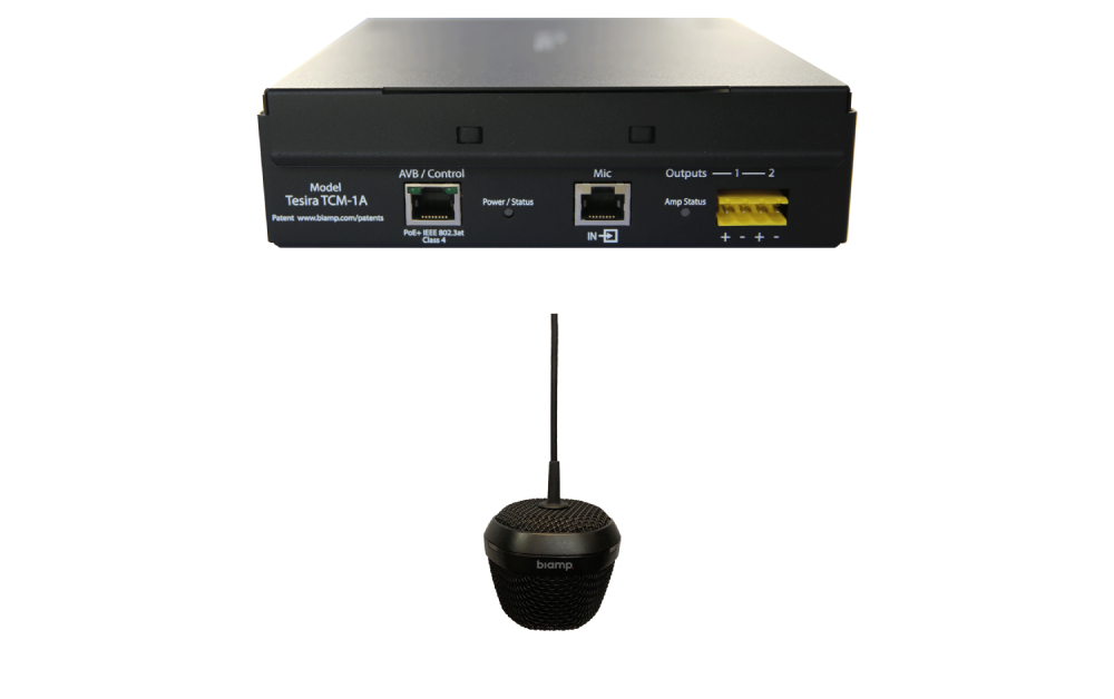 Микрофон с усилителем Biamp [Parle TCM-1A (Black)] AVB Beamtracking ceiling microphone with PoE+ amplifier, black pendant, 3.3m