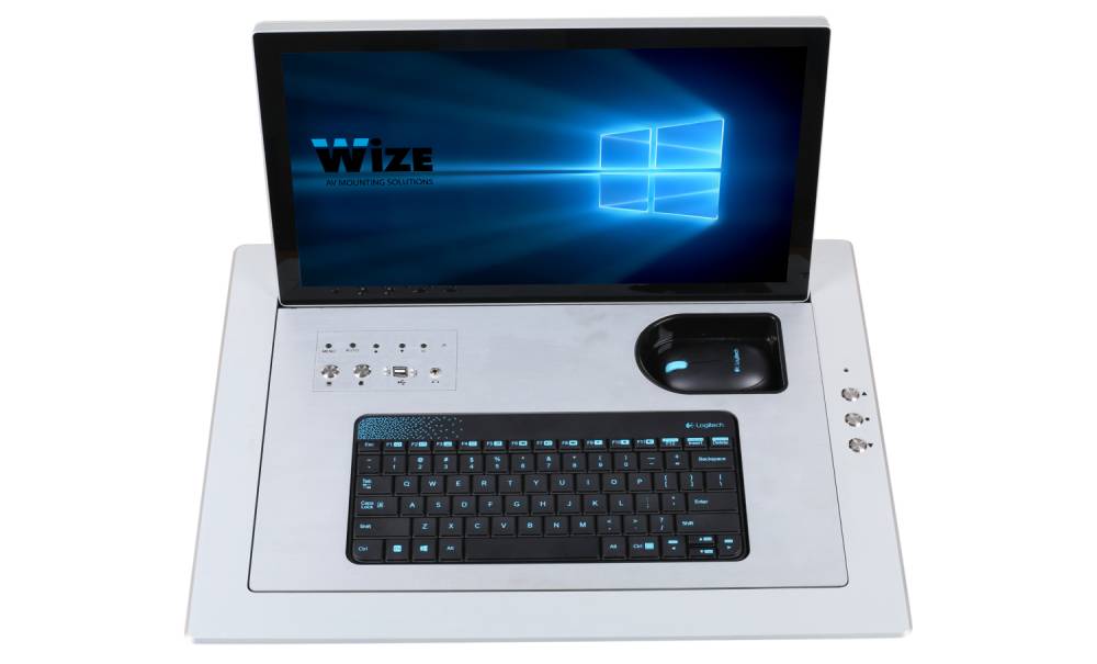 Моторизированный складной монитор Falcon Wize Pro [WR-17FL Touch] 17,3" с клавиатурой и мышью, наклон 110°, толщина корпуса 11 мм, габаритные/установочные размеры мм, центральное/дистанц. управление, Full HD,черный