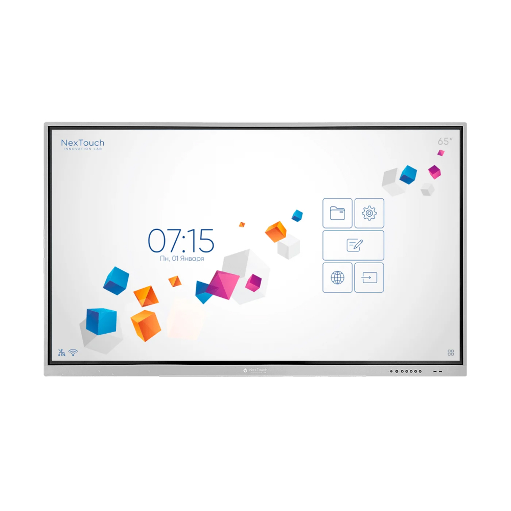 Интерактивная панель [IFPKV1INT65] Nextouch [NextPanel 65] 65", 3840x2160 60 Hz, ИК, 20 касаний, 400 кд/м2, 1200:1, 8GB DDR4 + 64GB, Android 9, 2x16 Вт + 15Вт, камера 13Мп, микрофон, пульт ДУ, 2 стилуса