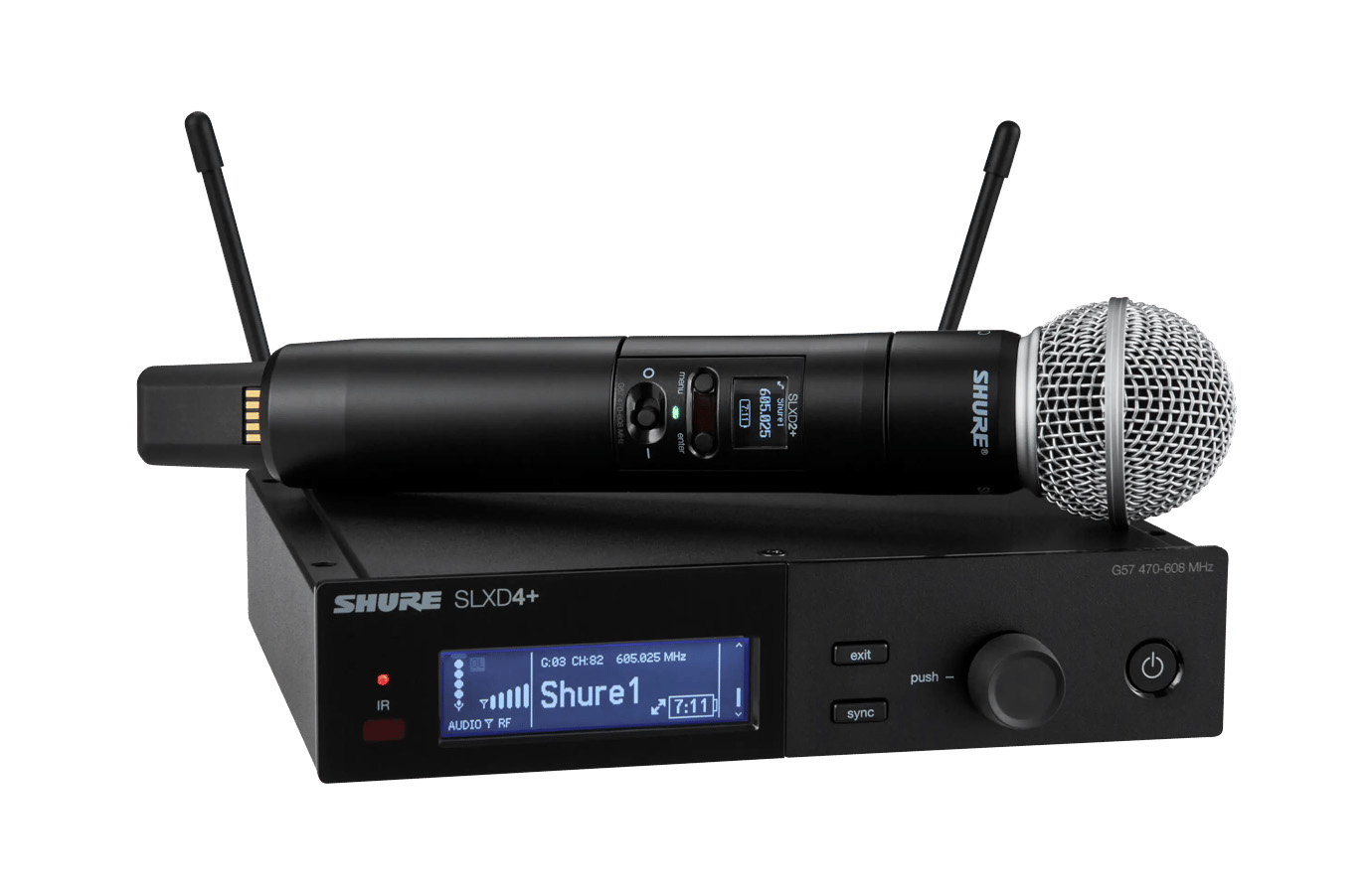 Цифровая одноканальная радиосистема SHURE [SLXD24+E/58-G65] с ручным передатчиком SM58, 470 - 606 МГц