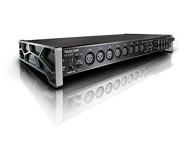 Аудиоинтерфейс USB [US16X08] Tascam [US-16x08] АЦП/ЦАП: 24 бит/96 кГц, 20-20000 Гц, THD+N: 0,008%, S/N: 100 дБ, 8xXLR микр. входов, 2x1/4" TS инстр.входа, 8x1/4" TRS лин.входа / 8x1/4" TRS лин.выхода, 1/4" TRS выход для наушников, MIDI вход/выход, USB-B