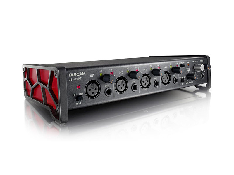 Аудиоинтерфейс USB [US4X4HR] Tascam [US-4x4HR] АЦП/ЦАП: 24 бит/192 кГц, 20-20000 Гц, THD+N: 0,0012%, S/N: 110 дБ, 4xXLR микр. входа, 4x1/4" TS инстр. входа / 4x1/4" TRS лин. выхода, 2x1/4" TRS выхода для наушников, MIDI вход/выход, USB-С