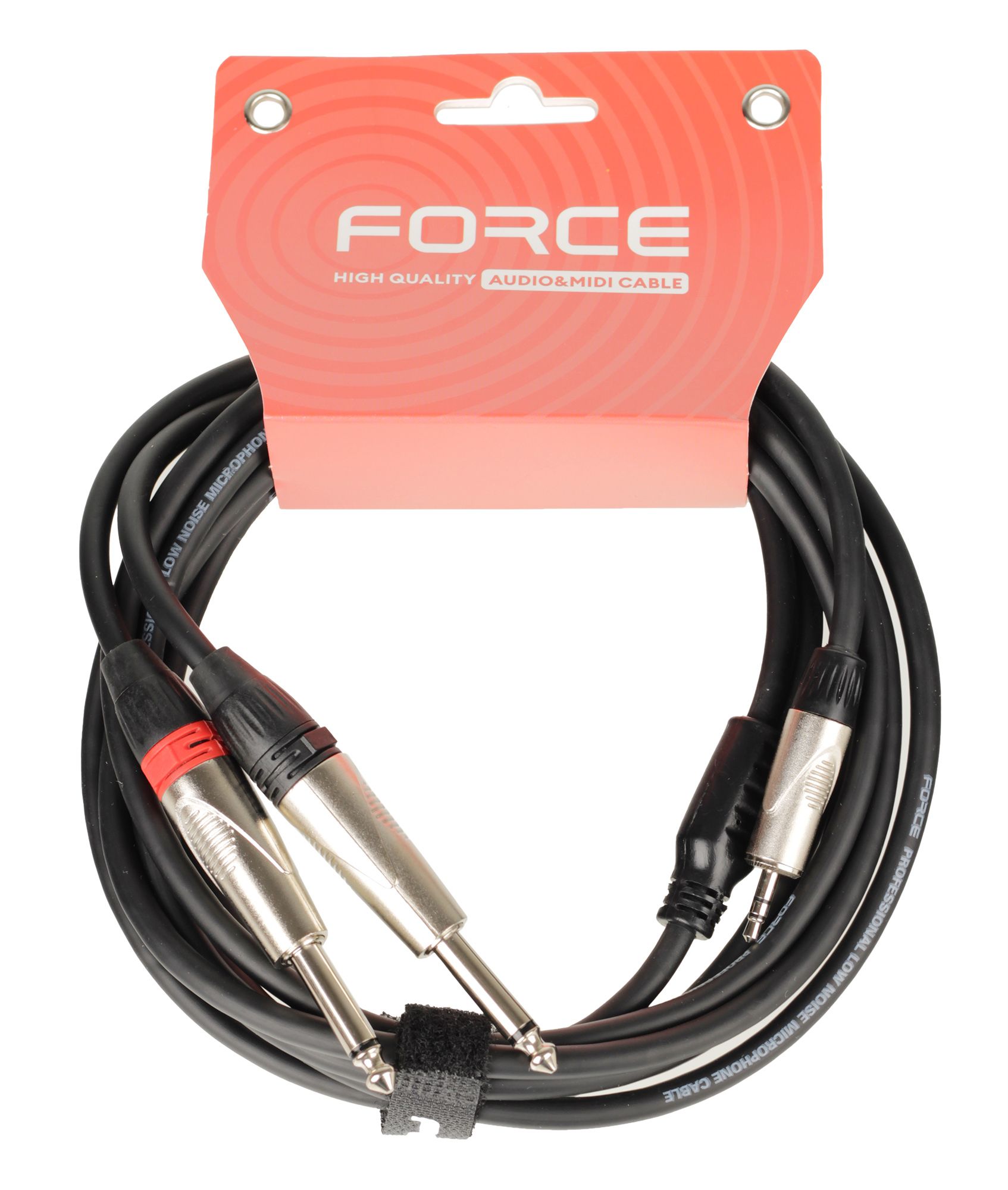Кабель аудио FORCE FLC-15/3, mini Jack 3.5 мм - 2×Jack 6.3 мм, 3 м