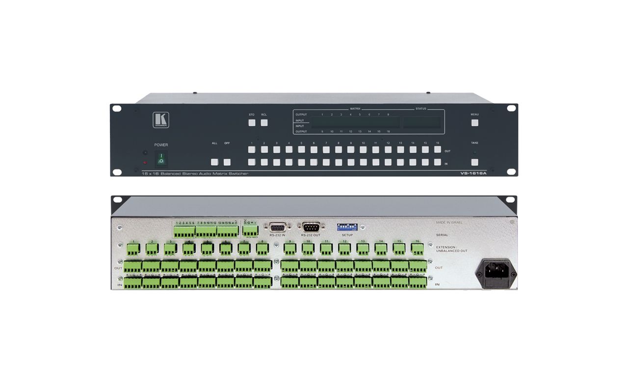 Матричный коммутатор Kramer Electronics VS-1616A 16х16 симметричных звуковых стереосигналов, 100 кГц