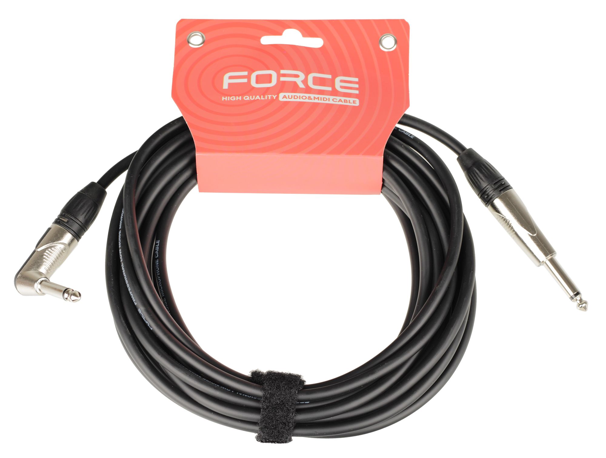 Кабель гитарный FORCE FGC-09/6L, 1/4" Jack-1/4" Jack угловой, 6м