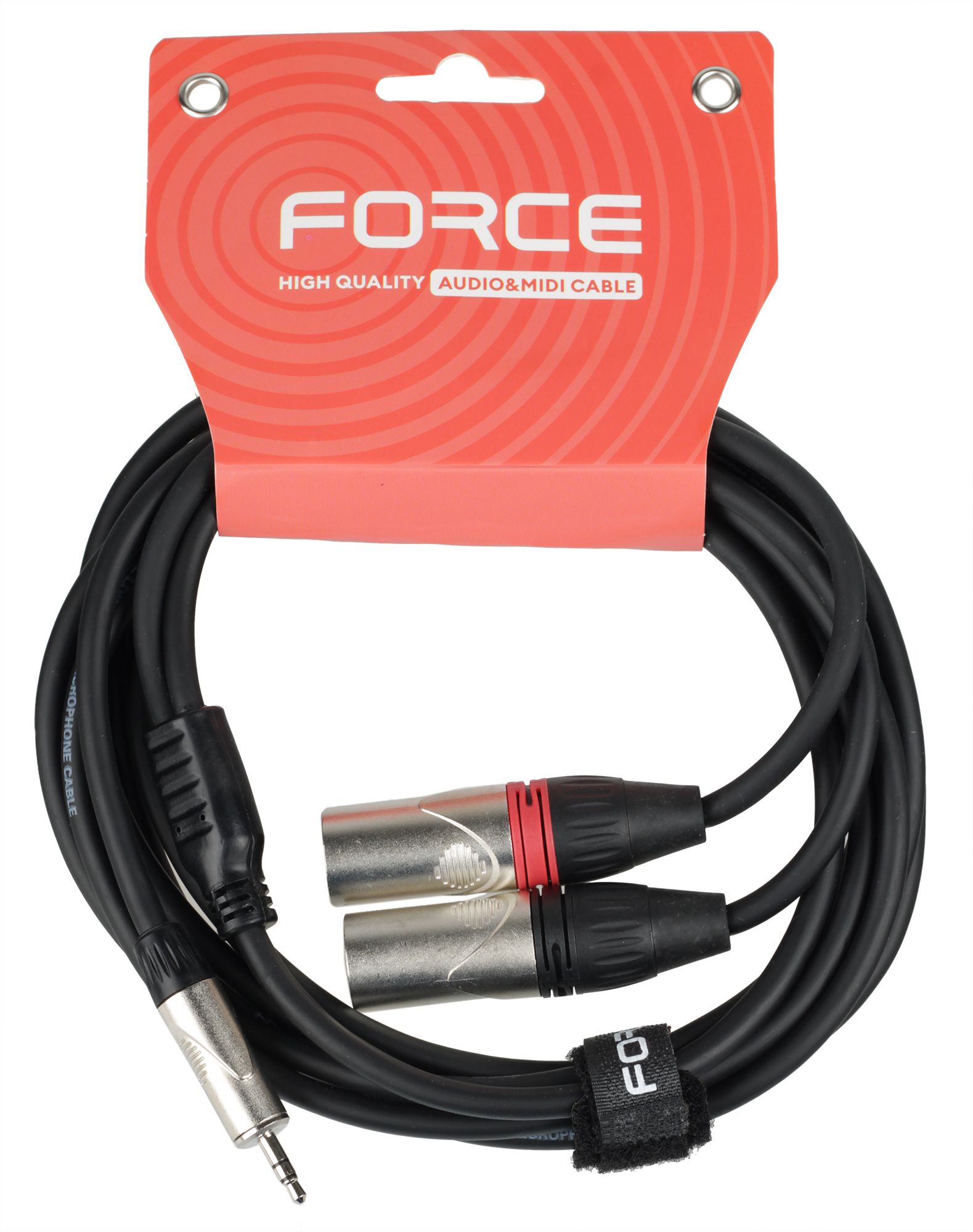 Кабель аудио FORCE FLC-19/3, mini Jack 3.5 мм - 2×XLR, 3 м