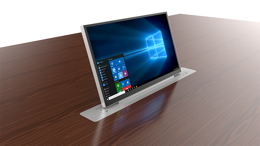 Моторизированный выдвижной монитор Genius Tilt Wize Pro [WR-24GT Touch (silver)] 23.8", угол наклона 0-20°, центральное управление, FHD, сенсорный экран, цвет серебристый