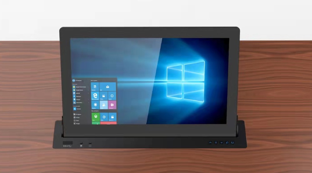 Моторизированный выдвижной монитор Genius Ergo Wize Pro [WR-17GE Touch] 17,3"c уменьшенной верхней рабочей поверхностью, толщина монитора 20мм, центральное/дистанц.управление,Full HD, черный