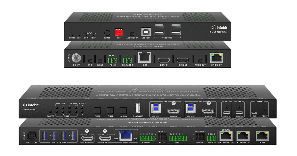 Презентационный коммутатор Infobit [iSwitch 402UC] 4K60 4X2 HDMI и выходами HDBaseT и Dante