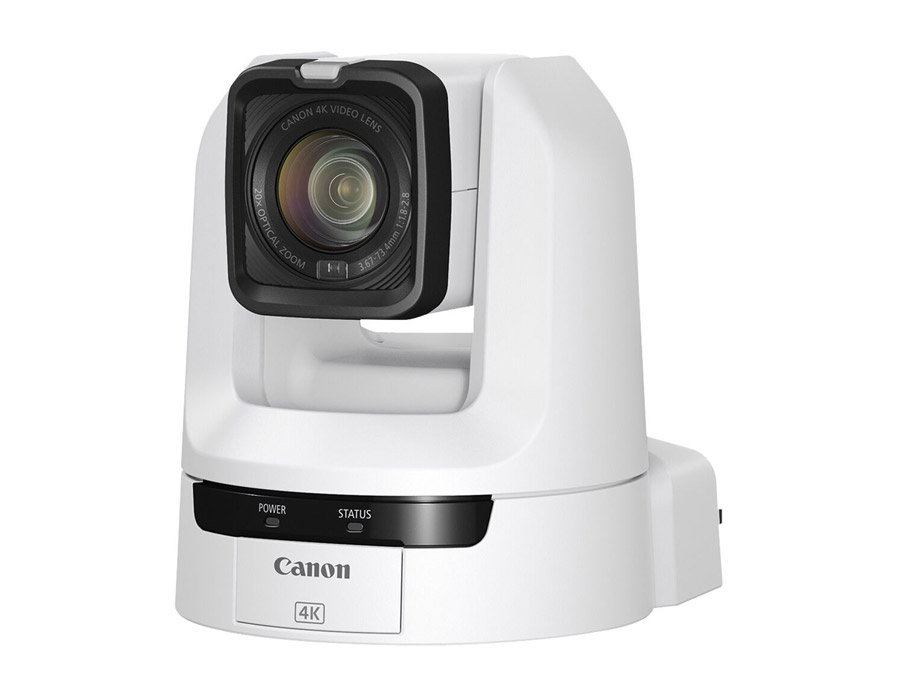 PTZ-камера Canon [CR-N100WH] 4K PTZ камера, 1/2.3" СMOS сенсор, 2160/30p, зум 20x, угол обзора 65.6°, HDMI, USB-C, SRT, NDIHX, встроенный автотрекинг, PoE+, цвет белый
