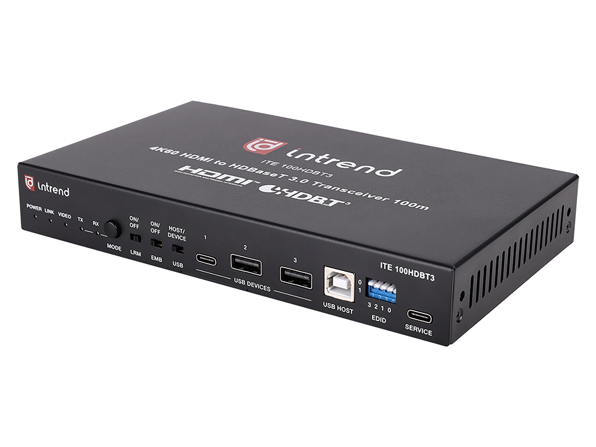 Передатчик/приемник сигнала HDMI, USB 2.0, HDBT 3.0 Intrend [ITE-100HDBT3] поддержка 4К60, до 100 метров, RS232, деэмбедирование звука
