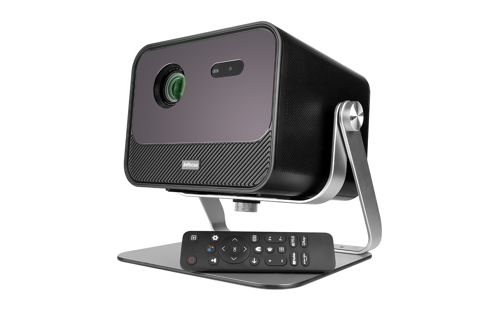 LED проектор InFocus [IN3038SL] Crusader Grandmaster [с подставкой] DLP, 1200 lm, FullHD, (1.2:1), HDMI 2.0 (eARC) 2x USB-A 2.0), AUX, SPDIF, RJ45 (LAN), Bluetooth 5.1/BLE, wi-fi 2.4/5GHz, 2х20W Dolby Audio, до 25000ч., 2.36 кг