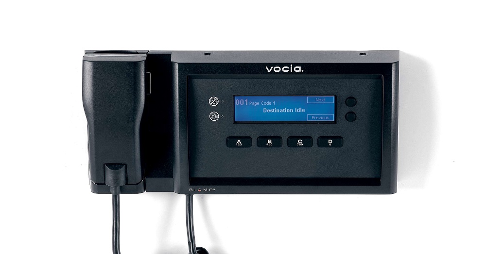 Аудиопроцессор со встроенным микрофоном BIAMP [VOCIAEWS-4] Vocia Emergency Wall-mounted Paging Station, 4 Buttons with hand-held microphone (EN 54-16 certified)