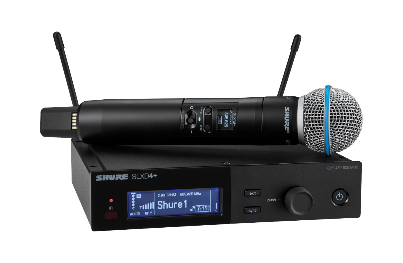 Цифровая одноканальная радиосистема SHURE [SLXD24+E/B58-G65] с ручным передатчиком B58, 470 - 606 МГц