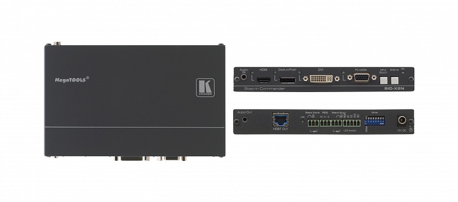 Передатчик Kramer Electronics [SID-X2N] HDMI / DVI / DisplayPort / VGA по витой паре HDBaseT с кнопкой управления коммутатором Step-In; локальный аудиовыход, память EDID