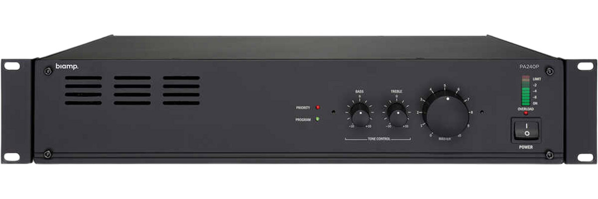 Усилитель BIAMP [PA240P] (APART) 1-канальный, трансляционный: 1х240Вт (4Ом/100В); 1х120Вт(8Ом). Вх.(Euroblock): 1хLINE;1хприоритетных("сухие контакты"). Вых.: Euroblock. 2U.