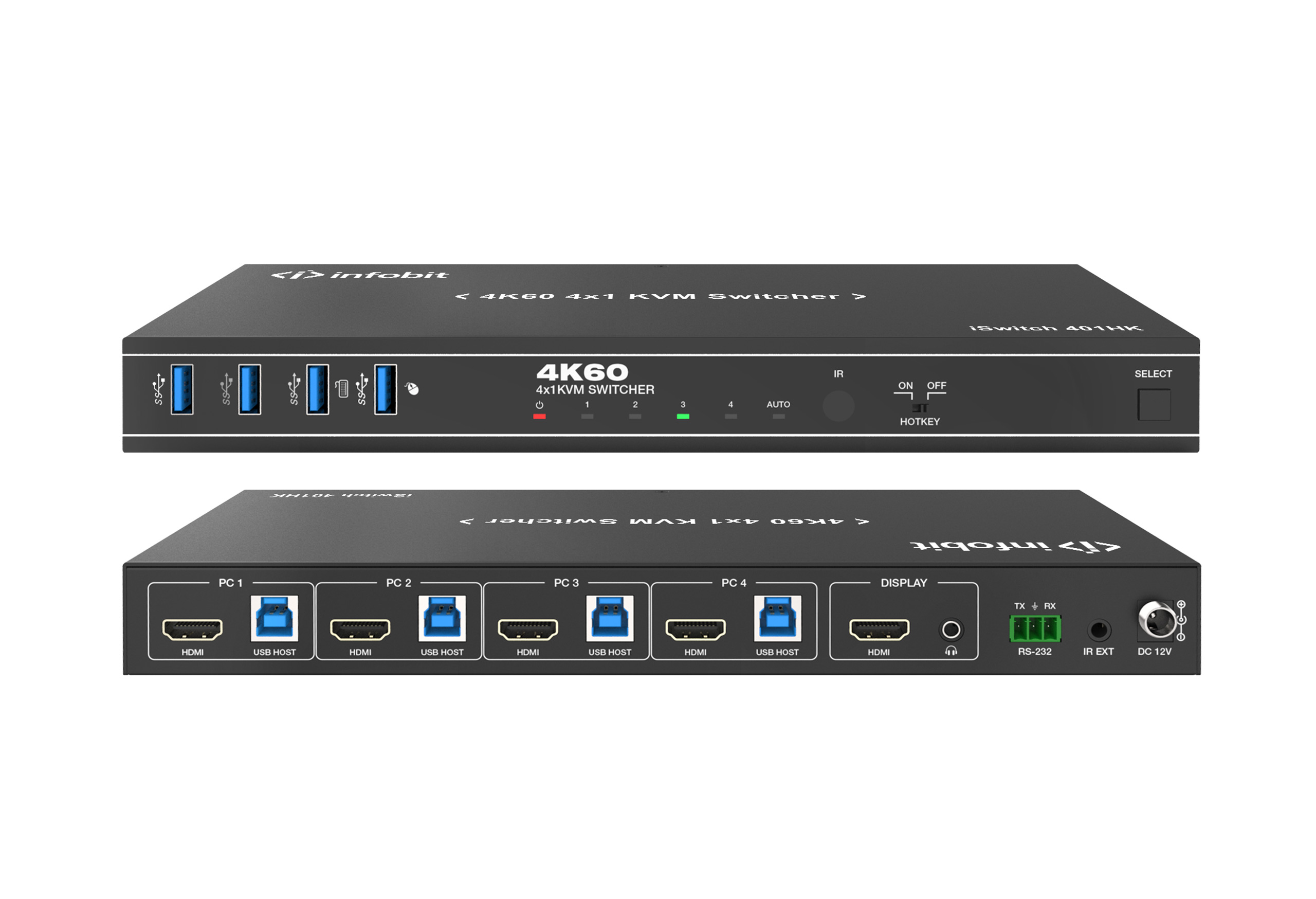 Коммутатор Infobit [iSwitch 401HK] 4K60 HDMI 4x1 KVM Switcher