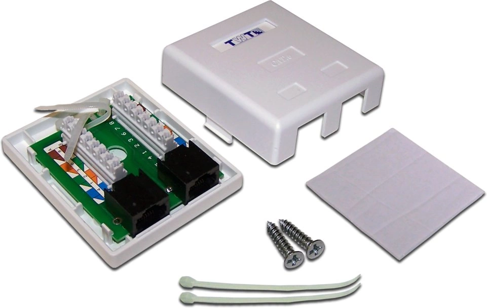 Розетка Lanmaster TWT-SM2-4545/6-WH настен. RJ45 2 кат.6 UTP бел.