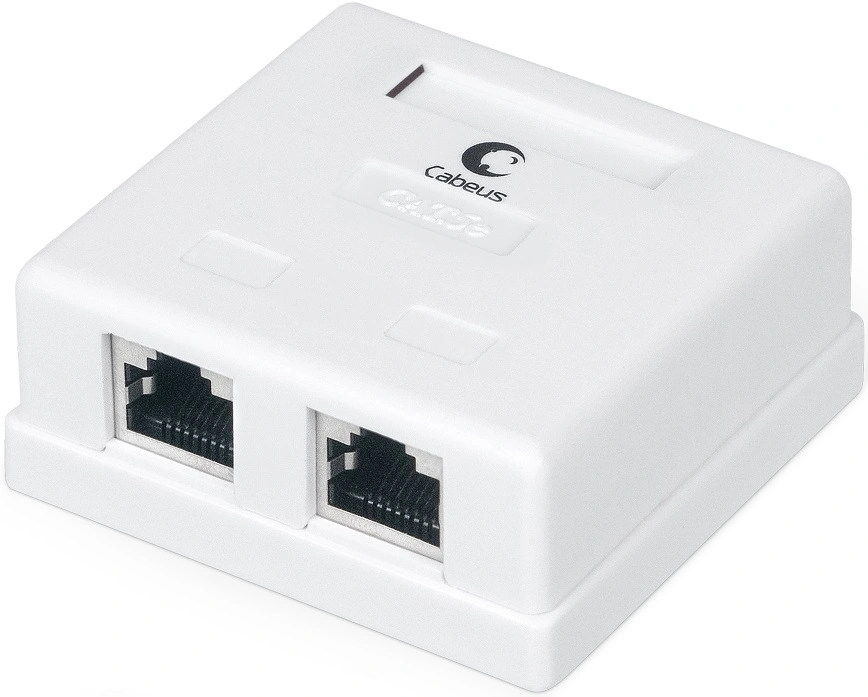 Cabeus WS-8P8C-Cat.5e-SH-2 Розетка компьютерная RJ-45(8P8C), категория 5e, экранированная, двойная, внешняя, Dual IDC