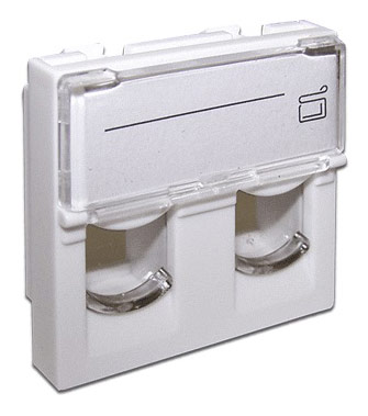 LAN-SIP-24L-WH Вставка в розеточную панель Lanmaster 2х keystone 45х45 мм (ВхШ) плоская шторки с увеличенным окном маркировки цвет: белый