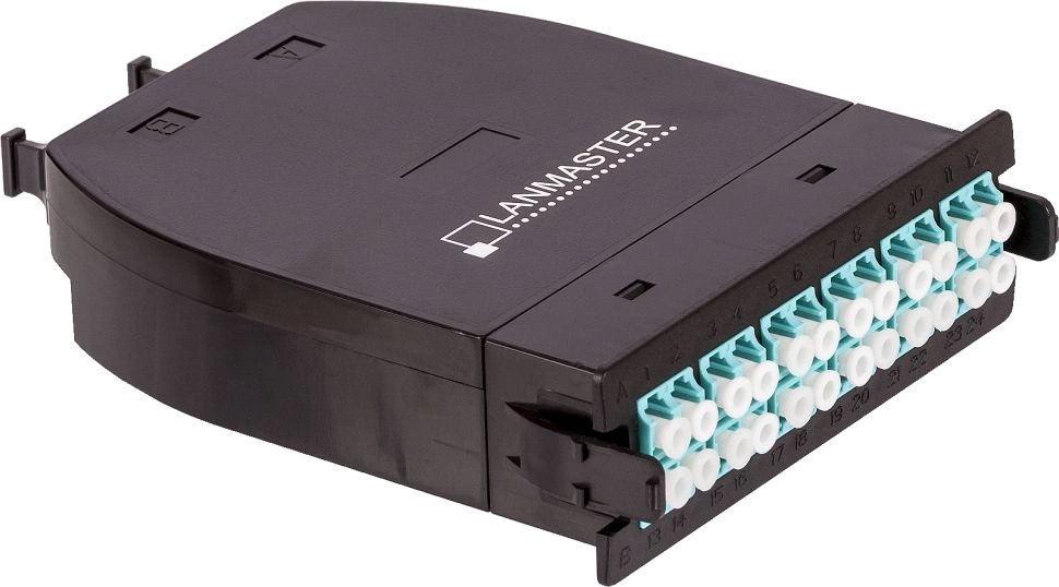 Кассета Lanmaster LAN-MCSB-2M-24LC/OM3 OM3, 24xLC, тип B, низкие потери, черная