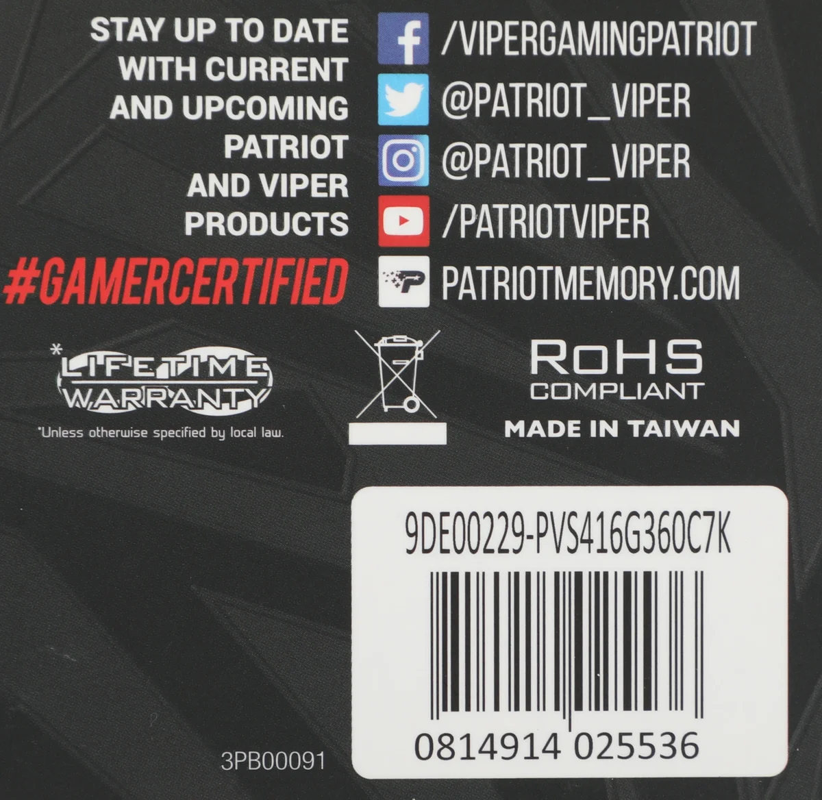 Память DDR4 2x8Gb 3600MHz Patriot PVS416G360C7K Viper Steel RTL Gaming PC4-28800 CL17 DIMM 288-pin 1.35В dual rank с радиатором Ret