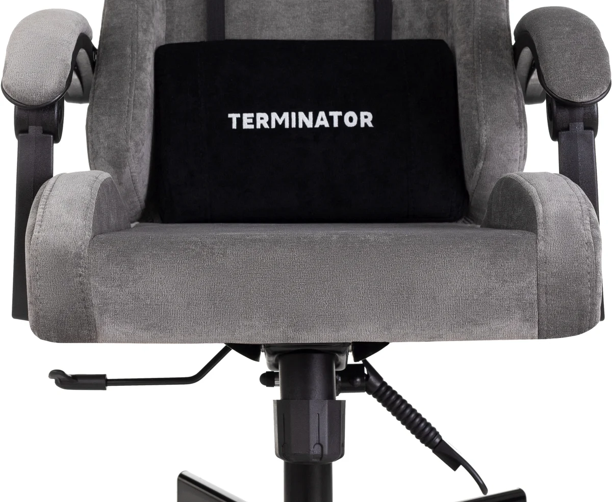 Кресло игровое Knight Terminator серый Light-19 с подголов. крестов. металл