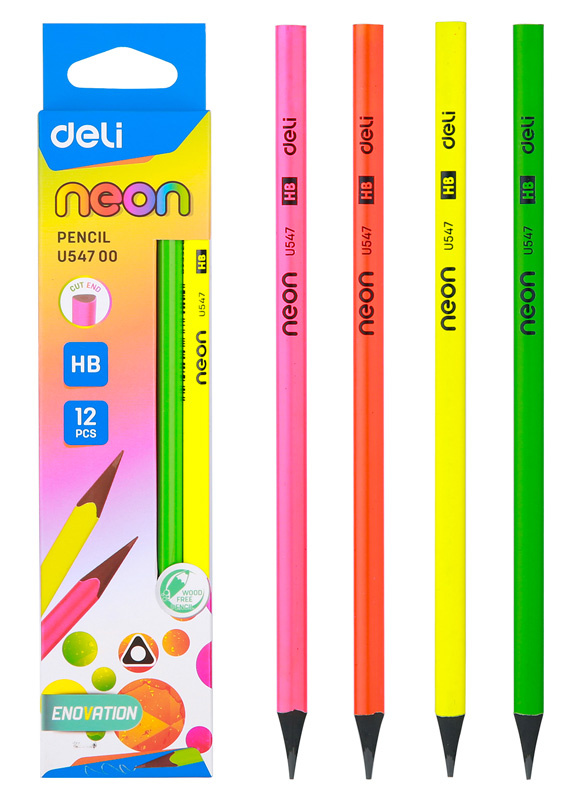 Карандаш чернографитный Deli EU54700 HB, трехгранный, пластик коробка (12шт)
