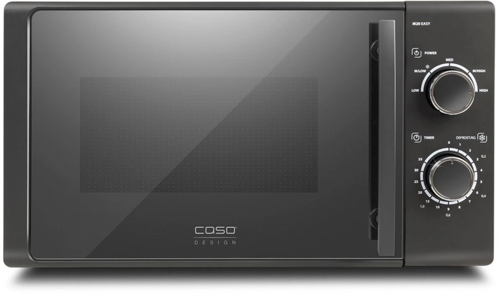 Микроволновая печь CASO M 20 EASY зеркальный/черный, 20 л, 700 Вт, переключатели - поворотный механизм