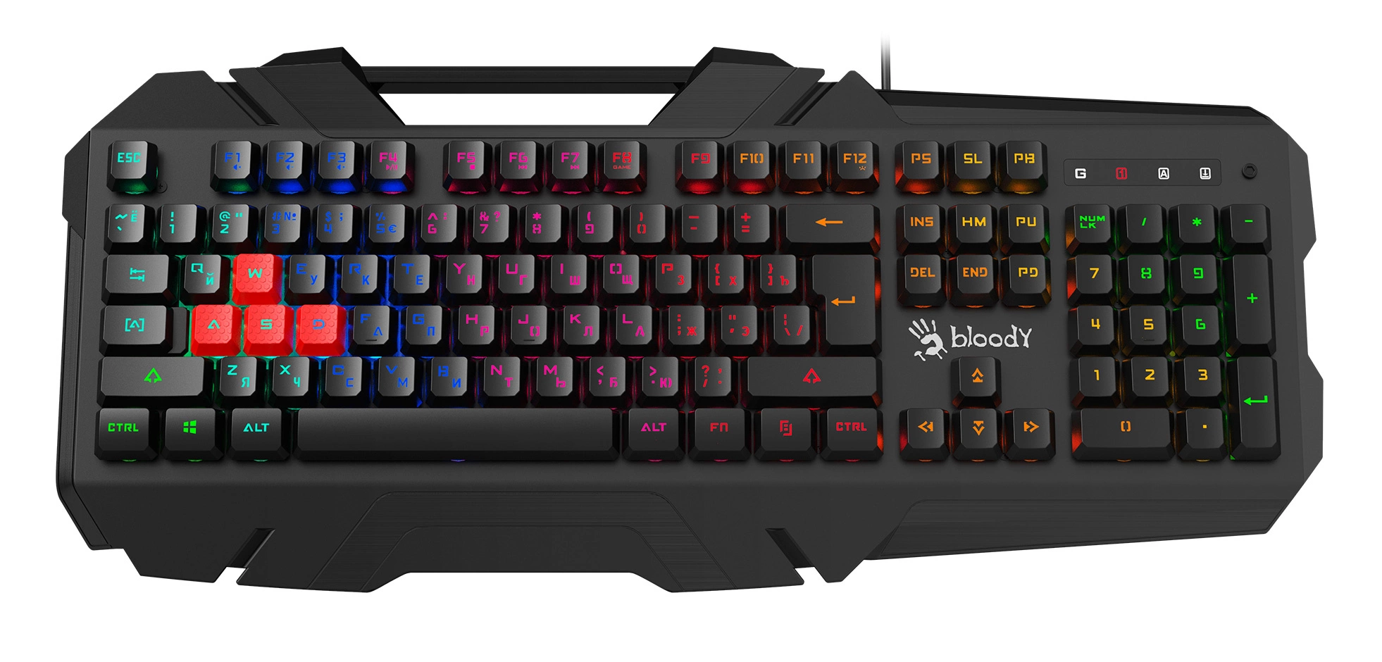 Клавиатура A4Tech B150N черный USB for gamer LED (подставка для запястий)
