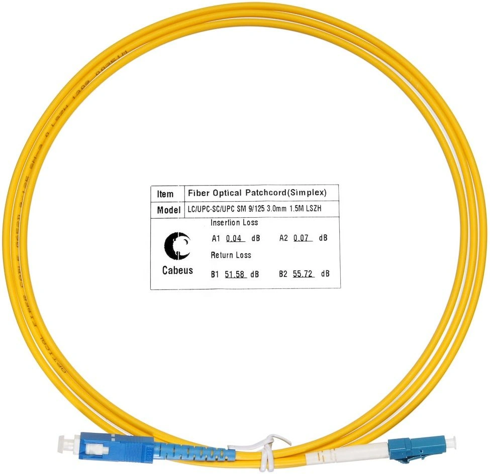 Оптический патч-корд simplex LC-SC 9/125 SM Cabeus FOP(s)-9-LC-SC-1,5m 1.5 метра желтый LSZH