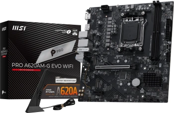 Материнская плата MSI PRO A620AM-G EVO WIFI Socket AM5 AMD A620A 2xDDR5 mATX AC`97 8ch(7.1) 2.5Gg RAID+VGA+HDMI+DP