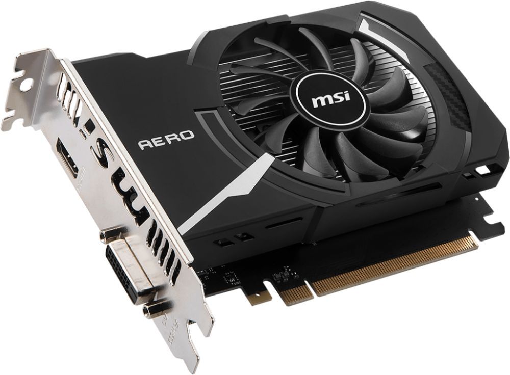 Видеокарта MSI NVIDIA - GeForce GT 1030, PCI-E 3.0 16x, DDR4 2GB 64bit, 1x DVI-D, 1x HDMI, max 4096 x 2160, 20Вт, 147мм, Full Height, GT 1030 AERO ITX 2GD4 OC