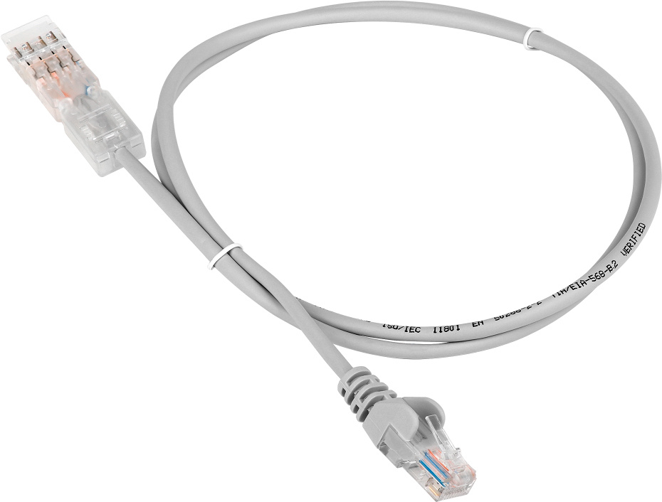 LAN-45-P2-1m Шнур коммутационный телефонный Lanmaster RJ45/110 кат. 3 пар: 2 PVC 1м серый