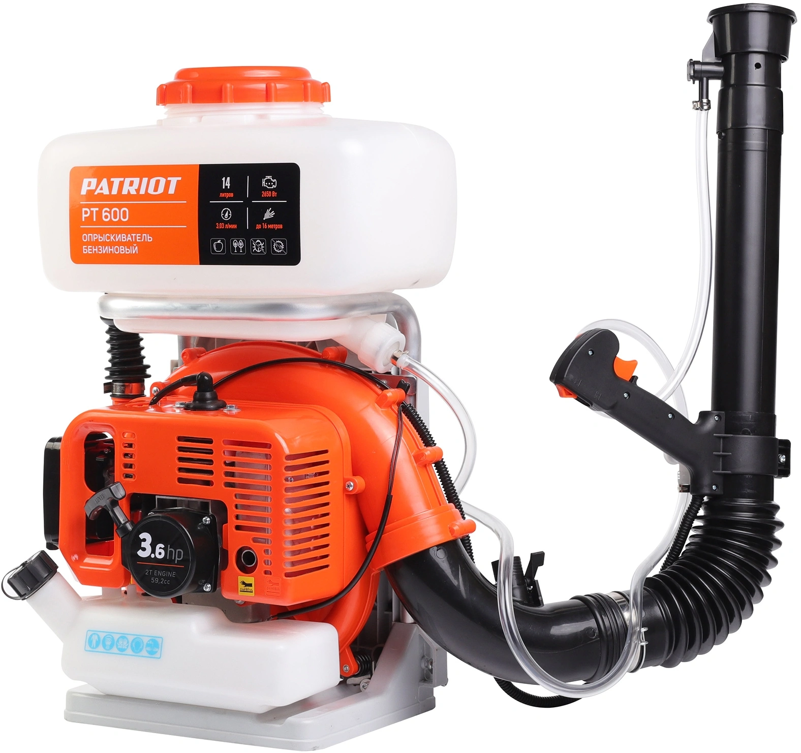 Опрыскиватель Patriot PT 600 бенз. ранц. 14л оранжевый/белый (755302615)