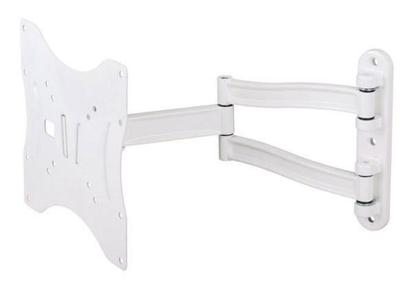 Kromax TECHNO-3 white, Кр. алюм. наст. для TV 15"-40", max 20 кг, 4 ст св., нак. 15°, пов. 180°, от ст. 60-370 мм, max VESA 200x200 мм.