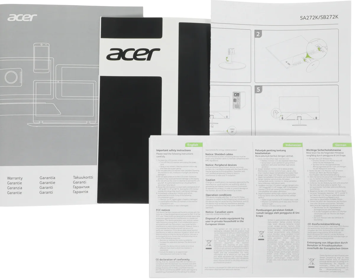 Монитор Acer 27" SB272Kbmiipx черный IPS LED 4ms 16:9 HDMI M/M матовая 250cd 178гр/178гр 3840x2160 60Hz FreeSync DP 4K 3.92кг