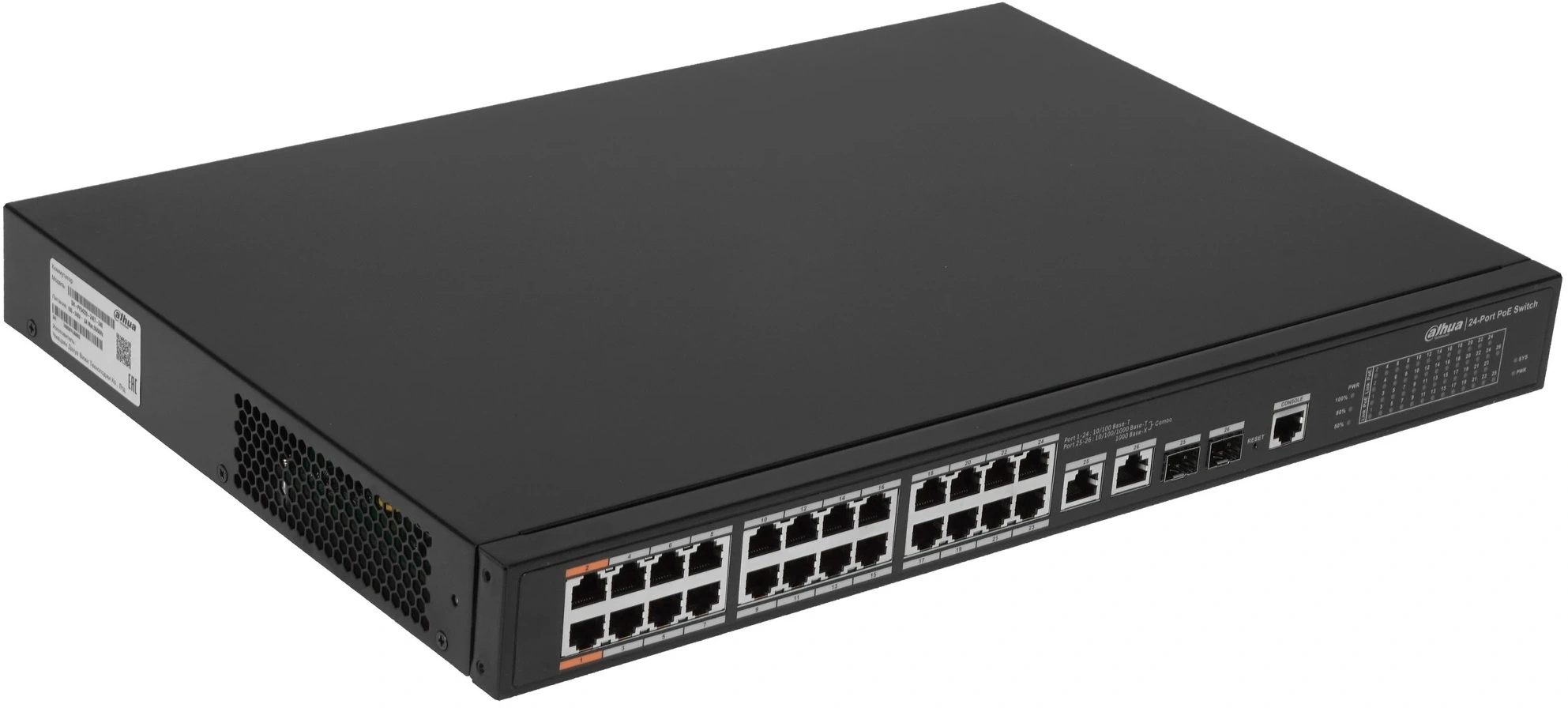 24-портовый управляемый коммутатор с РоЕ, уровень L2 Порты: 24 RJ45 10/100Мбит/с (PoE/PoE+/Hi-PoE), 2 комбинированных SFP/RJ45 10/100/1000Мбит/с (uplink); мощность PoE: порты 1~2 до 90Вт, порты 3~24 до 30Вт, суммарно до 240Вт; PoE watchdog, передача до 250