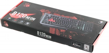 Клавиатура A4Tech B120N черный USB Multimedia for gamer LED (подставка для запястий) кабель 1.8м