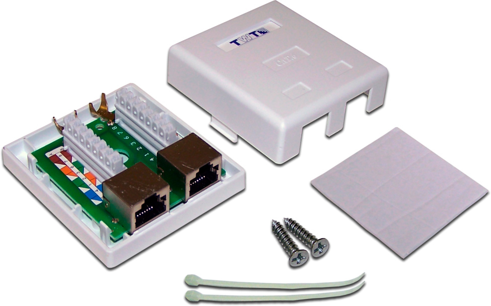 Розетка LANMASTER TWT-SM2-4545/S6-WH, RJ45 2xкат.6 STP, белая